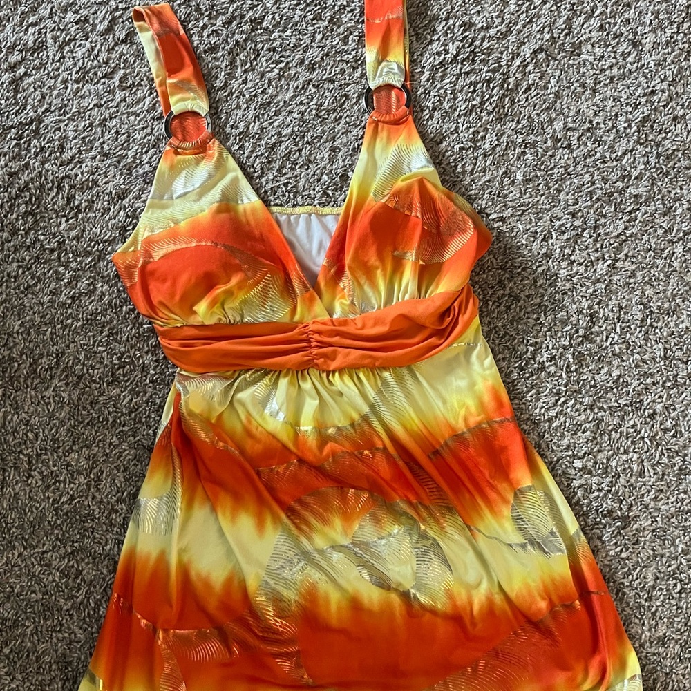 Vibrant Orange and Yellow Dress very strechy
